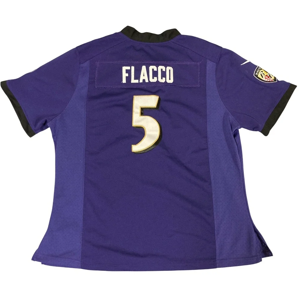 Nike Baltimore Ravens Joe‎ Flacco 5 Jersey Womens Large Purple NFL On Field